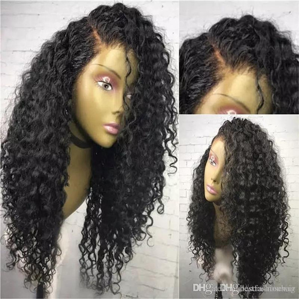 Brazilian Curly Full Lace Human Hair Wigs Pre Plucked Side Part Glueless Virgin Hair Curly Lace Front Wigs With Natural Hairline