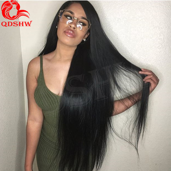 Straight Lace Front Human Hair Wigs Pre Plucked Glueless Brazilian Straight Virgin Hair Full Lace Wigs For Black Women