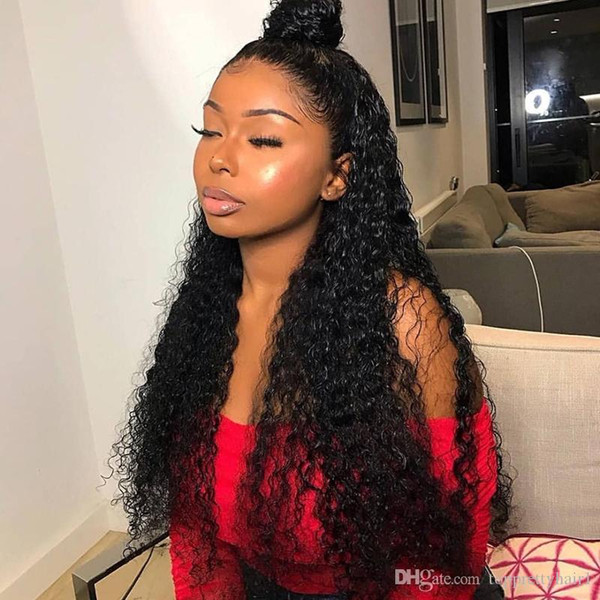 Curly Full Lace Human Hair Wig Pre Plucked Natual Hairline Remy Virgin Brazilian Glueless Lace Front Wigs Curly For Black Women