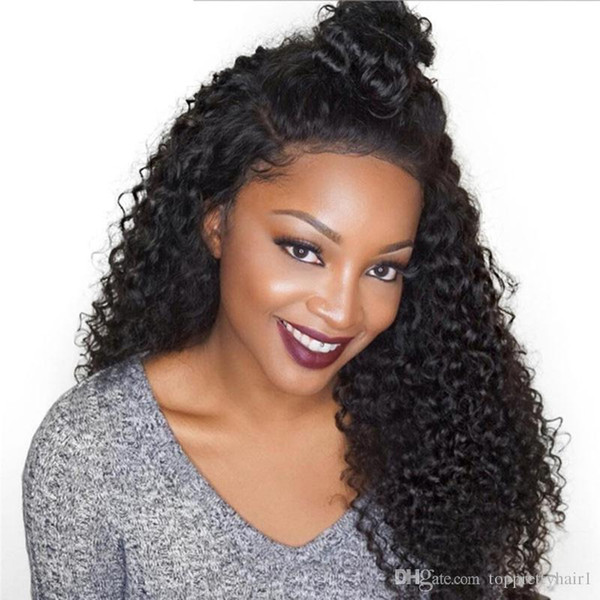 Brazilian Curly Human Hair Wig With Baby Hair Free Part Virgin Remy Hair Prepluced Glueless Lace Front Curly Wigs For Black Women