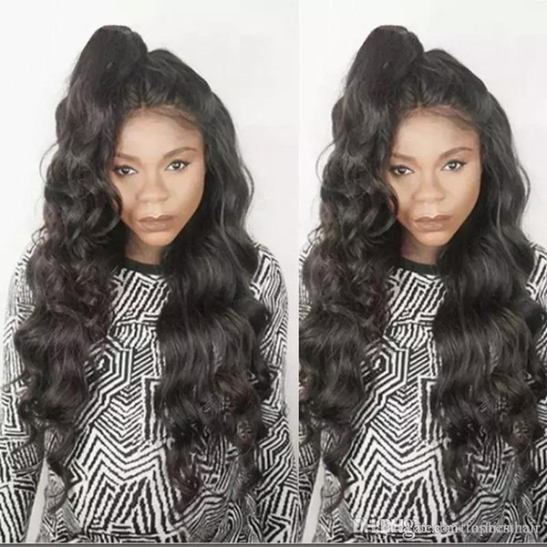 Cheap Full Lace Human Hair Wigs Body Wave Virgin Malaysian High Ponytail Body Wave Front Lace Human Hair Wig For Black Women