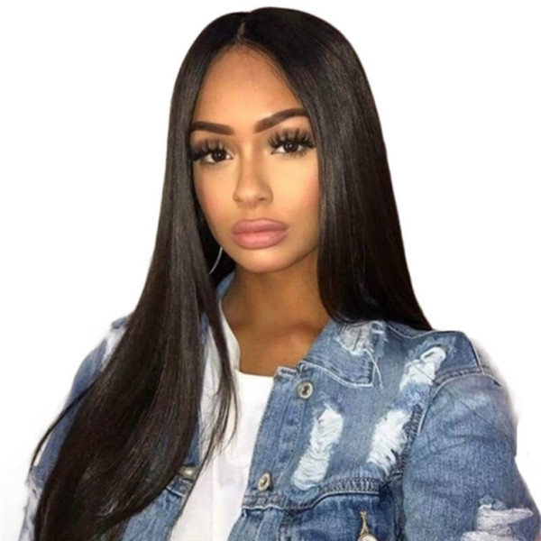 Full Lace Human Hair Wigs Glueless Silky Straight Vrgin Peruvian Lace Front Wig Pre Plucked Hairline For African American