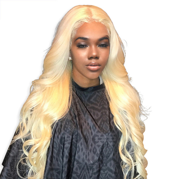 Lace Front Human Hair Wig Blonde Loose Wave Glueless Middle Part Brazilian Virgin Hair 613 Blonde Full Lace Wigs For Women Baby Hair