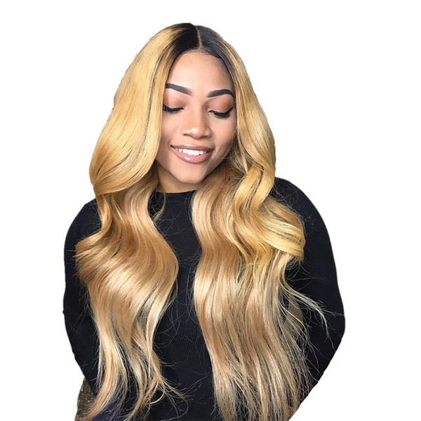 1B 27 Blonde Full Lace Wigs Human Hair Glueless Virgin Body Wave Blonde Ombre Lace Wigs For White Women Bleached Knots