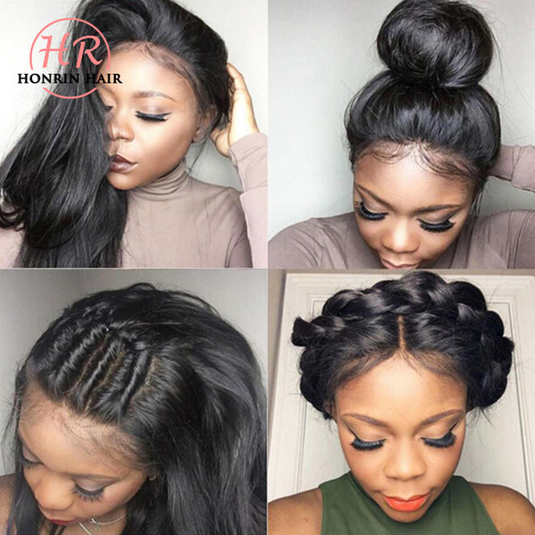 Honrin Hair Silky Straight Brazilian Virgin Human Hair Full Lace Wig Pre Plucked With Baby Hair 130% Density Lace Front Wig Bleached Knots