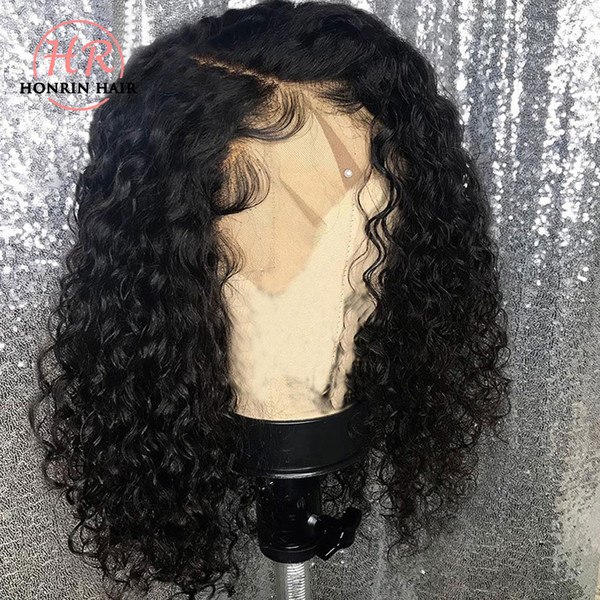 Honrin Hair Deep Part Lace Front Wig Short Deep Curly Pre Plucked Hairline Full Lace Human Hair Wig Malaysian Virgin Hair 150% Density