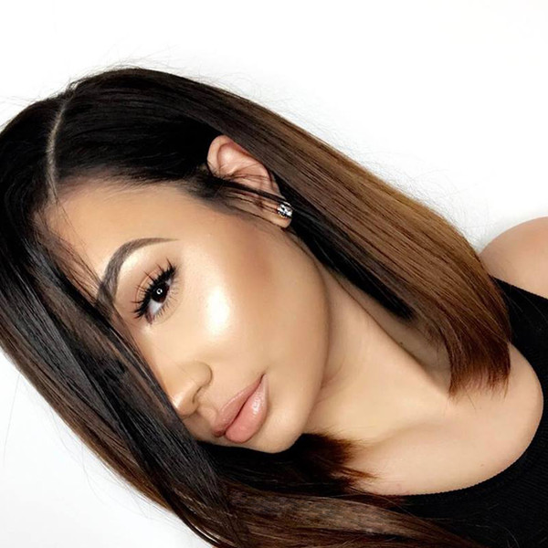 Full Lace Human Hair Wig Bob Wig Ombre Two Tone Pre-plucked Hairline Malaysian Virgin Hair With Baby Hair Lace Front Wig Bleached Knots