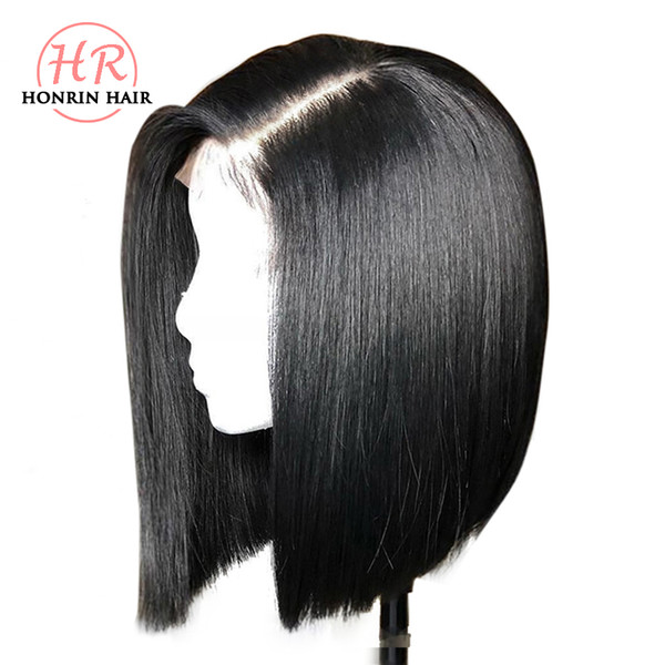 Honrin Hair Short Bob 13x6 Deep Part Lace Front Wig Brazilian Virgin Human Hair Full Lace Wig Pre Plucked Bleached Knots 150% Density