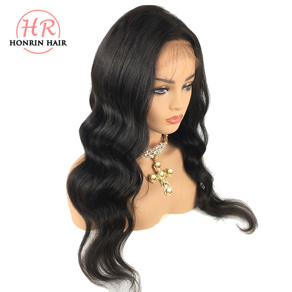 Honrin Hair Full Lace Wig Natural Wave Brazilian Virgin Human Hair Lace Front Wig Pre Plucked Bleached Knots 150% Density With Baby Hair