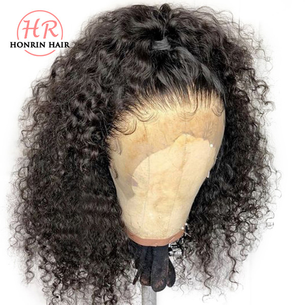 Honrin Hair Deep Curly 13x6 Deep Part Lace Front Wig Pre Plucked Hairline Peruvian Virgin Human Hair Wig Curly 150% Density Bleached Knots