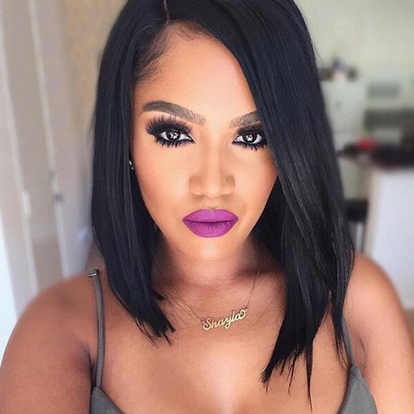 Lace Front Human Hair Wigs Bob Wigs 130 Density Peruvian Virgin Hair Natural Hairline With Baby Hair For Black Women Bleached Knots