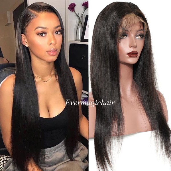 Natural Color Full Lace Wigs straight Human Hair Brazilian Peruvian Malaysian Indian straight Lace Front Human Hair Wigs With Baby Hair