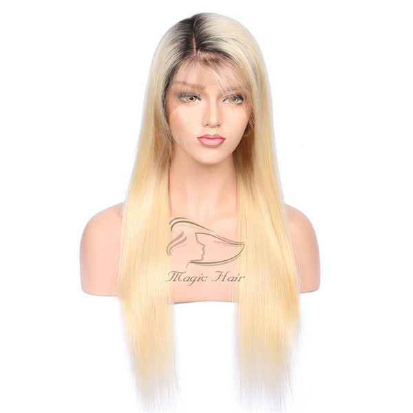 T1B#613 Full Lace Human Wig with Baby Hair Pre Plucked Brazilian Remy Hair Ombre Blonde Lace frontal Human Hair Wigs