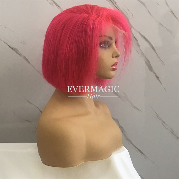 Red Color Bob Wig Human Hair For Black Women Silky Straight Short Bob Lace Front human hair Wigs