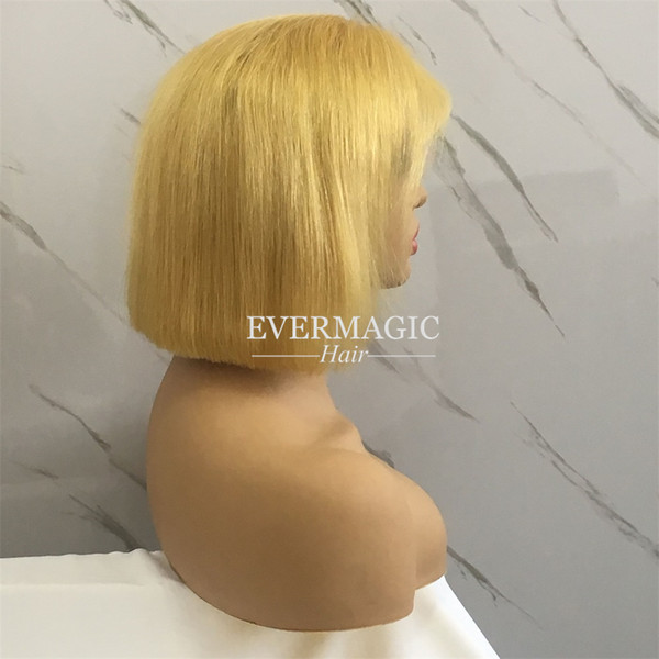 Yellow Color Bob Wig Human Hair For Black Women Silky Straight Short Bob Lace Front human hair Wigs