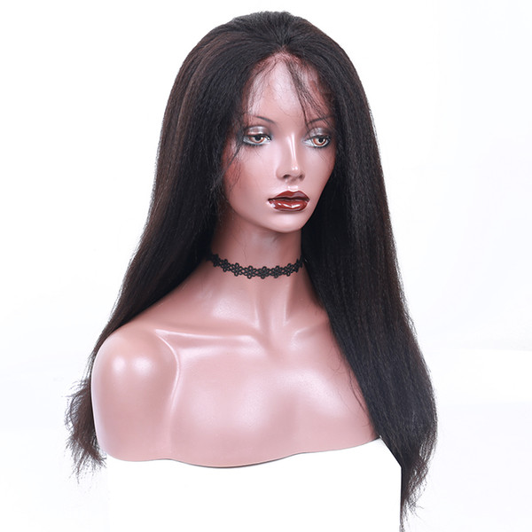 Natural Black Lace Frontal Human Hair Wigs Pre Plucked 130% Density Brazilian Yaki 360 Lace Frontal Wig Brazilian Remy Hair