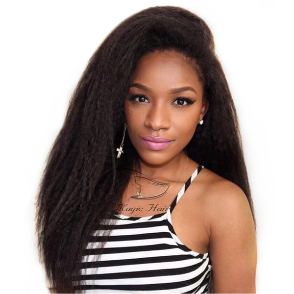 Full Lace Human Hair Wigs 8A Virgin Peruvian Hair kinky Straight Lace Front Wigs For Black Women Baby Hair Freeship