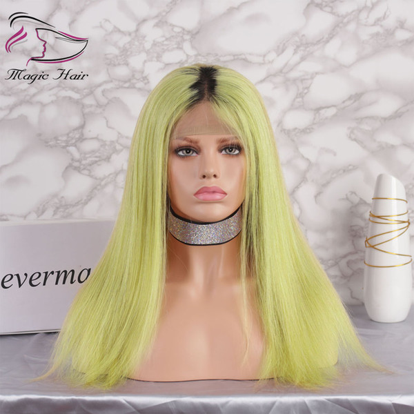 Ombre Lake Blue Glueless Full Lace Human Hair Wigs with Baby Hair Pre Plucked 130% Density Brazilian Virgin Hair Lace Front Wigs