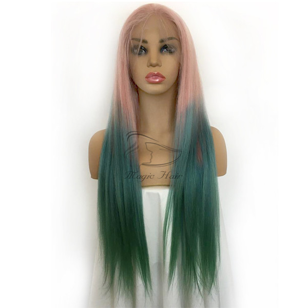 Full Lace Human Wig with Baby Hair Pre Plucked Brazilian Remy Hair Ombre color pink/blue/green Lace frontal Human Hair Wigs