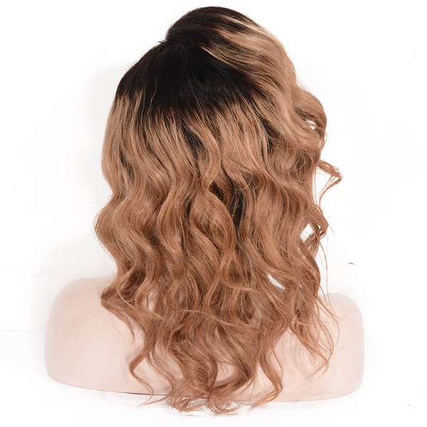 Lace Front Wigs Full Lace Wigs Brazilian Remy Hair 1BT27 Ombre Color Wave Free Part Pre Plucked Natural Hairline 8inch-26inch