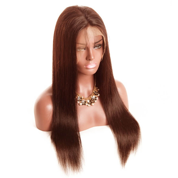 #2 or #4 color light Brown dark Brown Brazilian Lace Front wigs straight Full Lace Wigs Pre-Plucked Natural Hairline