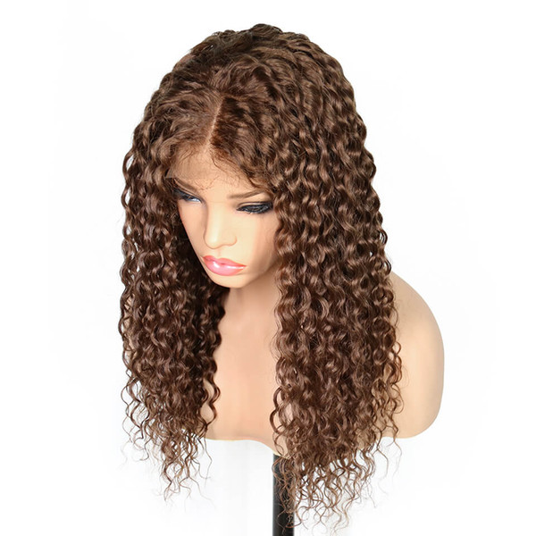 Lace Front wigs Curly Full Lace Wigs light or dark Brown Brazilian Indian Malaysian Peruvian human hair Pre Plucked Natural Hairline