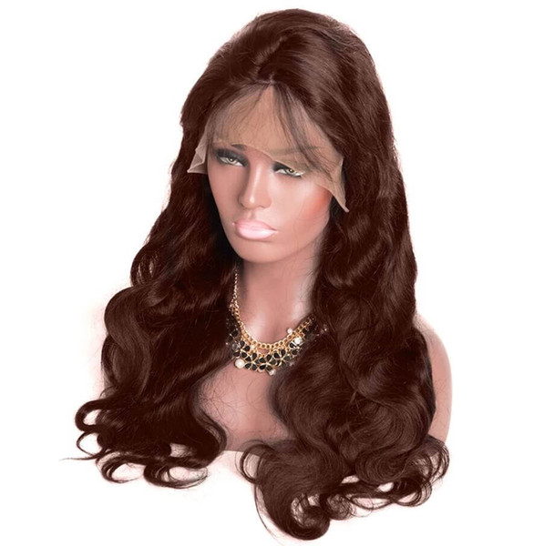 150% 180% Density 360 Lace Frontal Wigs Body Wave #2#4 light dark browm color Pre Plucked Natural Hairline Brazilian Human Hair