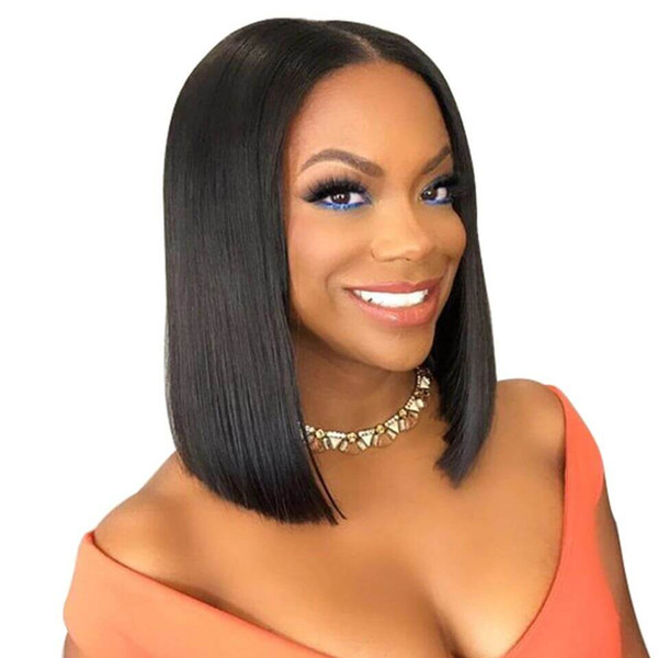 Short Lace Front Human Hair Wigs Brazilian Virgin Hair Bob Wig with Pre Plucked Hairline Lace Wig For Black Women 