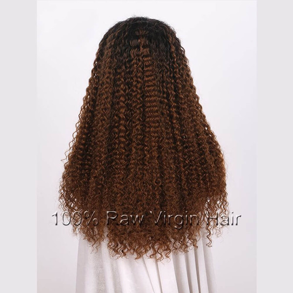 Lace Front Wigs Full Lace Wigs Brazilian Remy Hair 1BT4 Ombre Color Kinky Curly Free Part Pre Plucked Natural Hairline 8inch-26inch