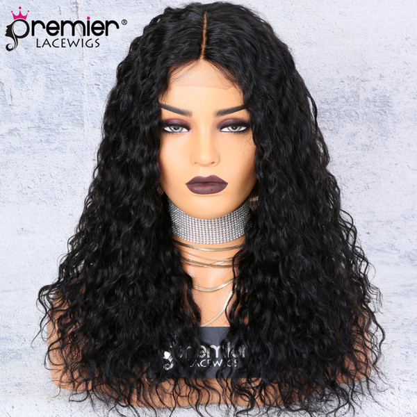 PREMIER Lace Wig Silk Base Middle Part Water Wave 250% Density 100 Brazilian Remy Hair Wigs