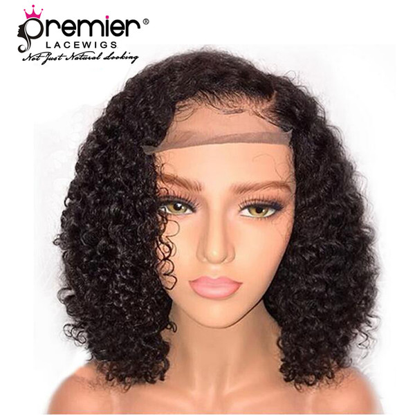 PREMIER WIGS Glueless Lace Front Wigs Brazilian Remy Human Hair Short Bob 180% Density Natural Hairline With Babyhair Lace Wig For American