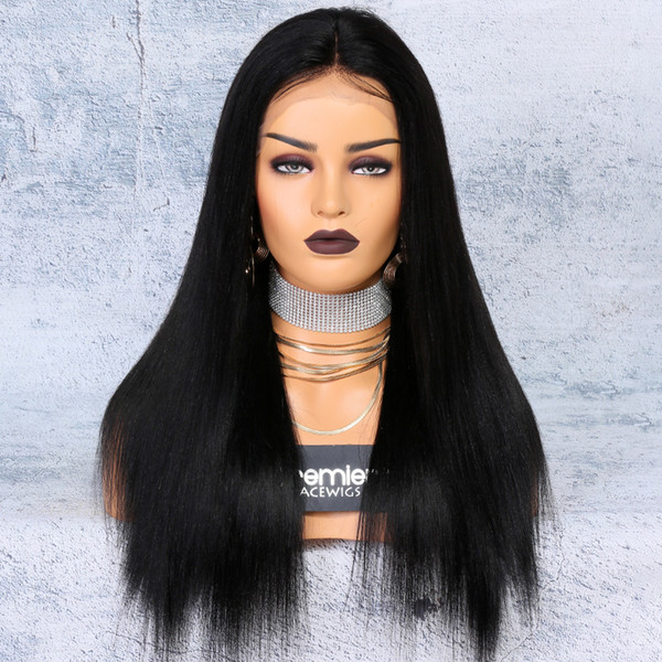 8a Lace Front Wigs Brazilian Remy Human Hair Yaki Straight 250% Density 4.5