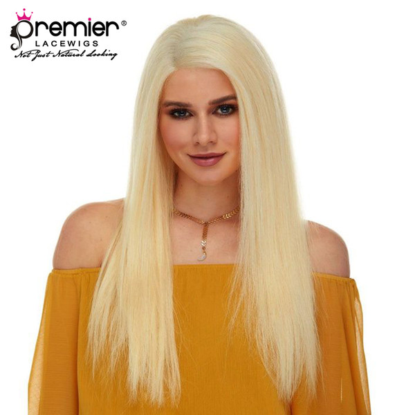 Premier 613 Blonde Color Full Lace Human Wigs Brazilian Virgin Hairs Silk Straight 613 Blonde Color Wigs