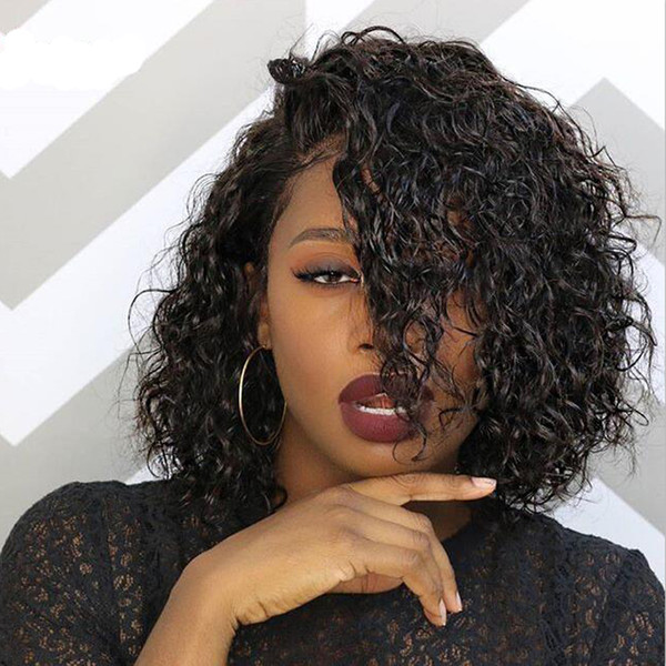 Premier 360 Full Lace Human Hair Wigs Brazilian Virgin Hair Curly Pre-plucked Natural Hairline 150% Density Curly Bob Cut Human Lace Wigs