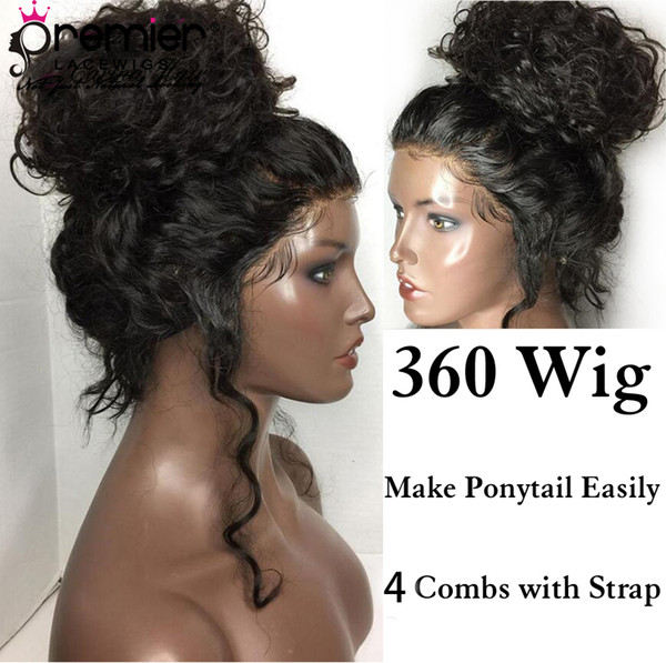 Premier Lace Wigs 360 Lace Frontal Wigs Indian Remy Hair Body Wave Pre-plucked Bleached Knots 150% Density Human Lace Wigs