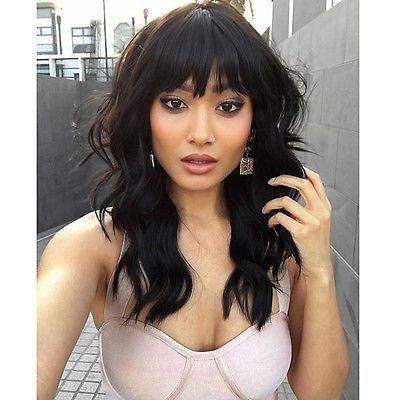 Natural wave brazilian virgin hair lace front wigs with bangs short bob wavy human hair full lace human hair wigs for black women