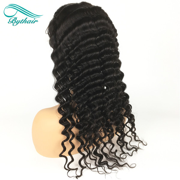 Bythair Full Lace Human Hair Wigs For Black Women Deep Wave Lace Front Wig Brazilian Virgin Hair Wigs With Baby Hair Bleached Knots