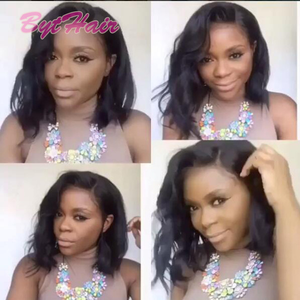 Bythair In Stock Brazilian Virgin Human Hair Short Bob Wigs Body Wave Wavy Lace Front Wigs Glueless Full Lace Human Hair Bob Wigs