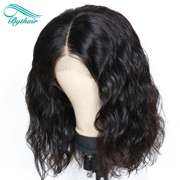 Bythair Pre Plucked Brazilian Natural Wave Human Hair Wigs Brazilian Curly Lace Front Wigs Glueless Full Lace Wigs Bleached Knots