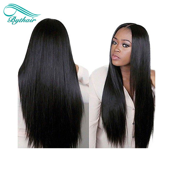 Bythair Glueless Full Lace Human Hair Wig for Black Women Silk Top 130% 150% Density Silky Straight Brazilian Lace Front Wig