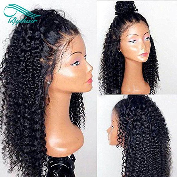 Pre Plucked Kinky Curly Lace Front Human Hair Wigs 130% 150% Density Brazilian Virgin Hair Bleached Knots Full Lace Wigs With Baby Hairs