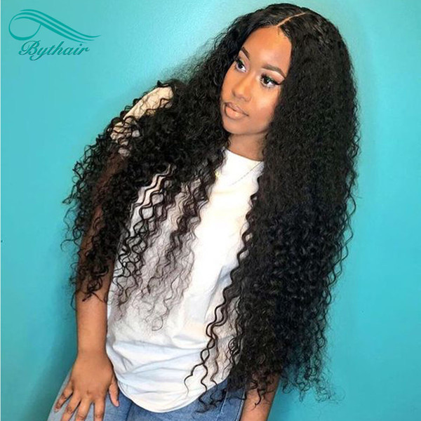 Bythair 13x6 Deep Part Pre Plucked Long Deep Curly Lace Front Human Hair Wigs With Baby Hairs For Black Women