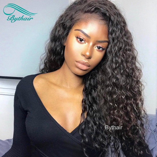 Bythair Brazilian Lace Front Human Hair Wigs With Baby Hairs Water Wave Virgin Hair Full Lace Wig Pre Plucked Bleached Knots