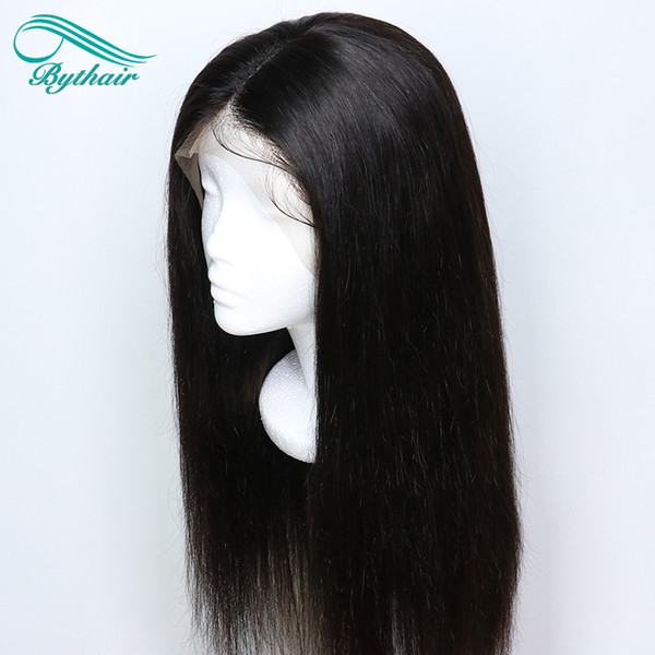 Bythair Human Hair Wig Full Lace Wig Pre-plucked Hairline Silky Straight Brazilian Virgin Hair Lace Front Wig 130% Density With Baby Hair