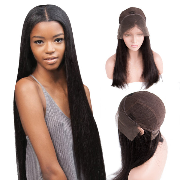 Peruvian Straight Lace Front Human Hair Wigs For black Women Black mink raw virgin hair lacefront wigs 150% Density 13x4 Lace Frontal Wigs