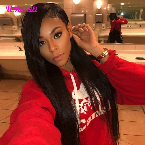 Straight human hair lace front wigs With Baby Hair Brazilian virgin remy Straight hair lace front wigs for black women 150% Density wig