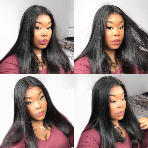 360 Full Lace Human Hair Wigs for black women raw Brazilian straight virgin hair Perruques de cheveux humains lace front wigs 150% Density