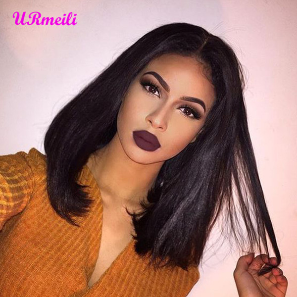 Peruvian Straight Short Bob Lace Front Wigs Remy Hair Ombre 613 Blonde Human Hair Lace Front Bob Wigs with Baby Hair Bleached Knots