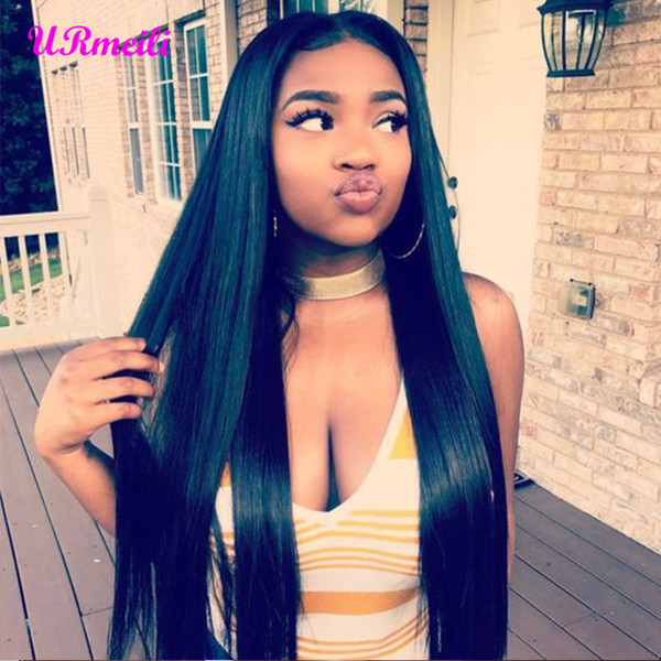 360 Lace Front Human Hair Wigs With Bangs Brazilian Virgin Hair Straight 360 Lace Frontal Wig Pre Plucked With Baby Hair 150% Density