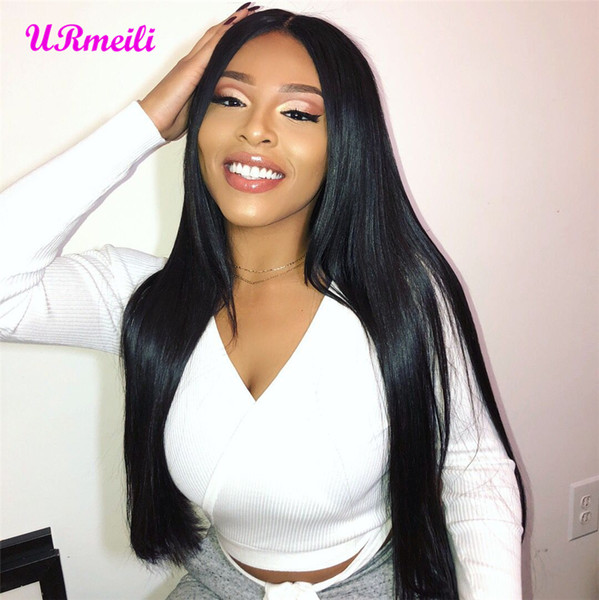 URmeili human hair lace front wigs With Baby Hair 10A Brazilian virgin remy Straight hair lace front wigs for black women 150% Density